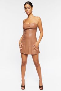 CAROB Faux Leather Strapless Mini Dress, image 4