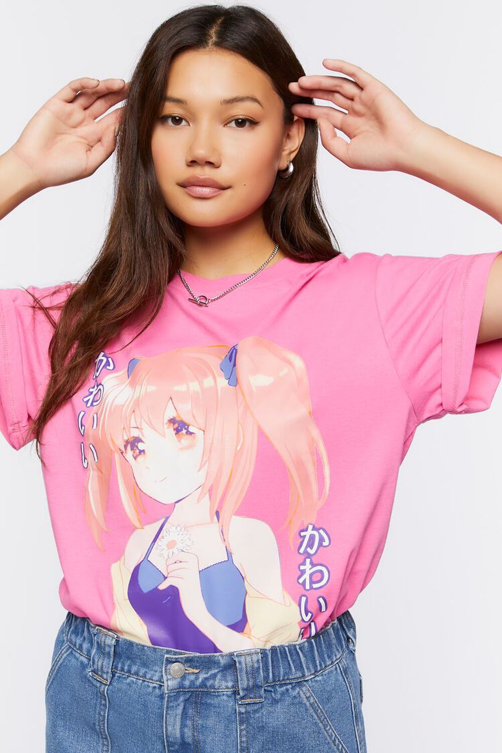 PINK/MULTI Anime Character Graphic Tee, image 1