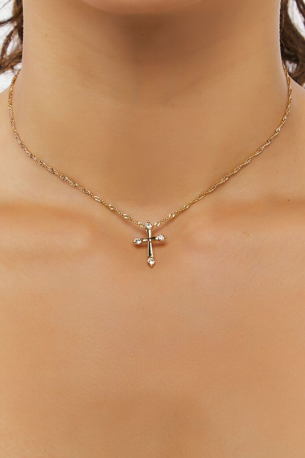 Faux Gem Cross Pendant Necklace, image 1