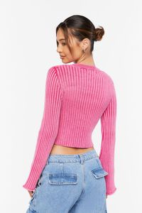 FUCHSIA Ribbed Bell-Sleeve Crop Top, image 3