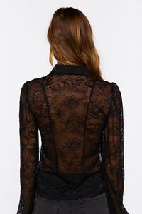 BLACK Sheer Lace Ruffle-Front Shirt, image 3