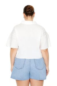 WHITE Plus Size Cropped Poplin Shirt, image 3