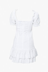 WHITE Eyelet Ruffle-Trim Mini Dress, image 2
