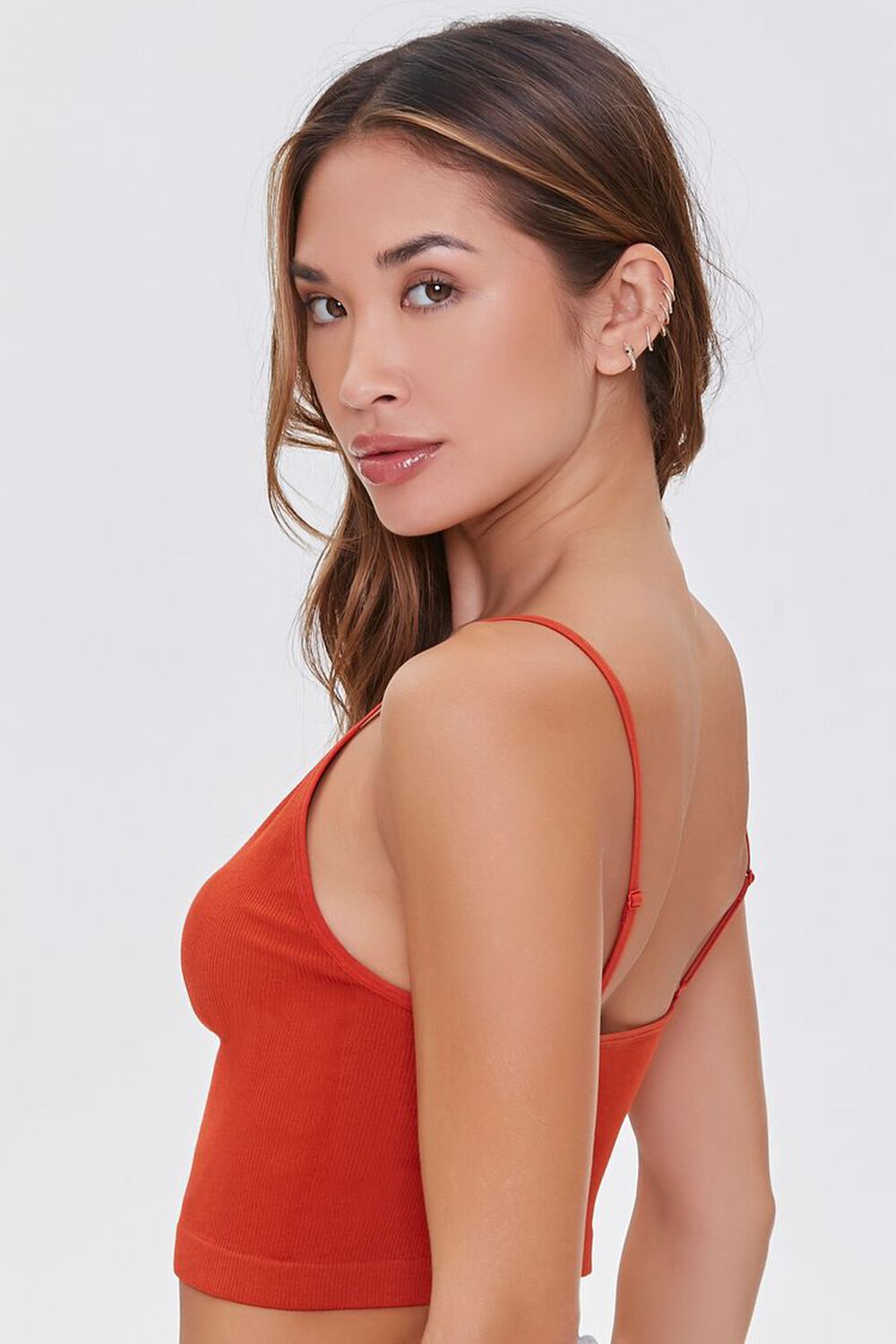 POMPEIAN RED  Seamless Ribbed Knit Bralette, image 2