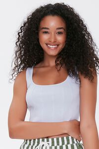 LIGHT BLUE Seamed Cropped Tank Top, image 1