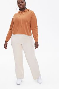 BEIGE Plus Size French Terry Cargo Pants, image 1