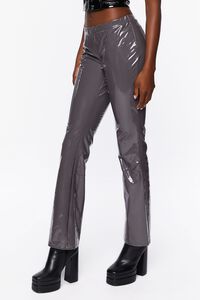 Faux Patent Leather Flare Pants, image 3