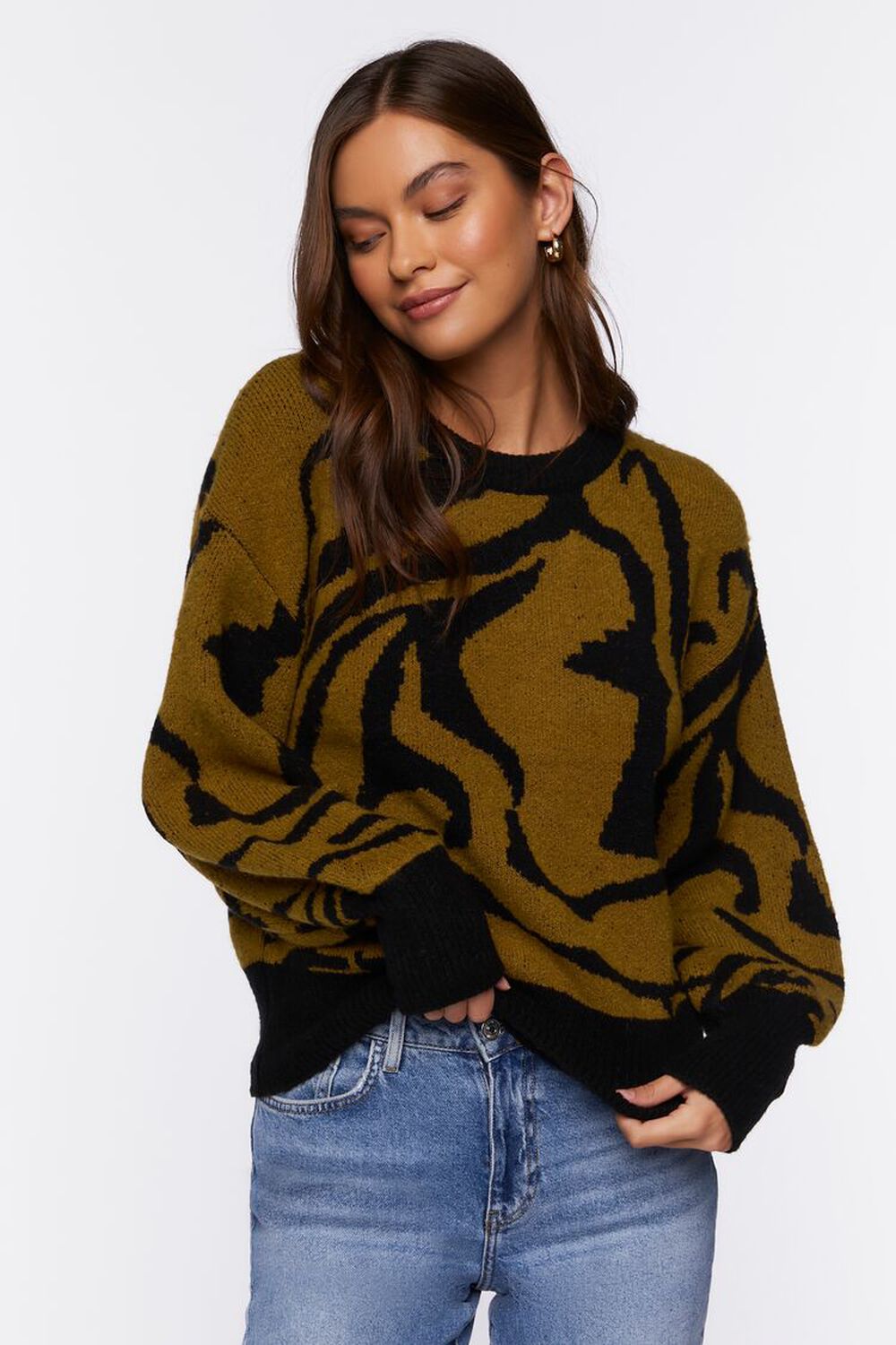 BLACK/CAMEL Abstract Striped Sweater, image 2