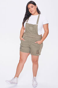 OLIVE Plus Size Distressed Overall Shorts, image 4