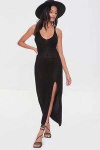 BLACK Crochet Leg-Slit Dress, image 1