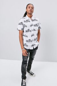 WHITE/MULTI Motorcycle Print Fitted Shirt, image 4