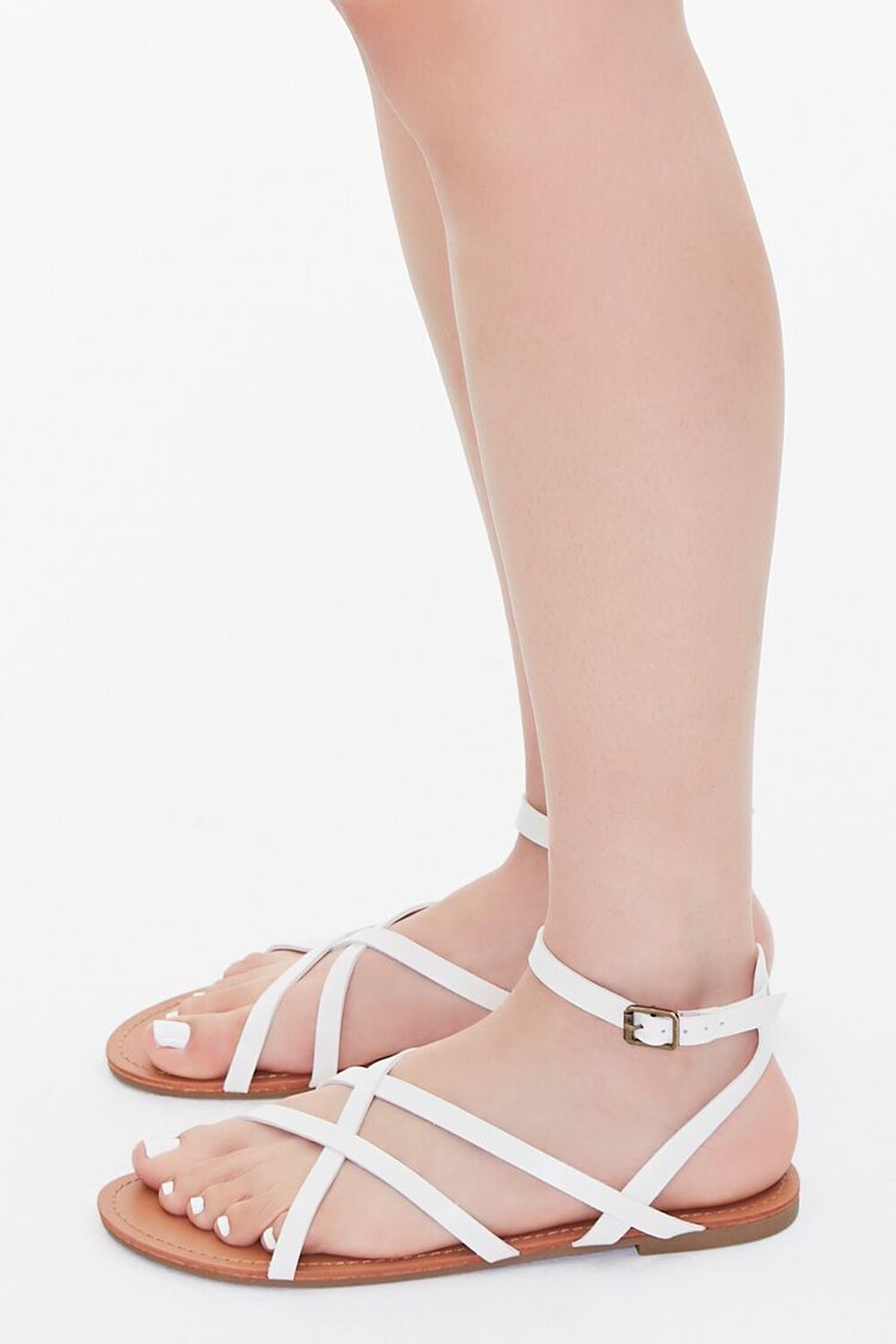 WHITE Faux Leather Crisscross Sandals, image 2