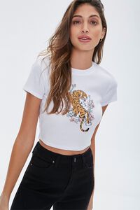 WHITE/MULTI Ribbed Tiger Graphic Tee, image 1
