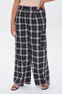 BLACK/MULTI Plus Size Wallet Chain Plaid Pants, image 2