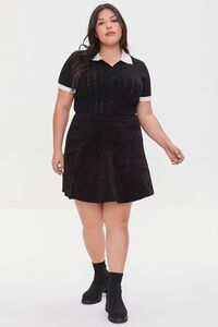 BLACK/CREAM Plus Size Sweater-Knit Polo Shirt, image 4