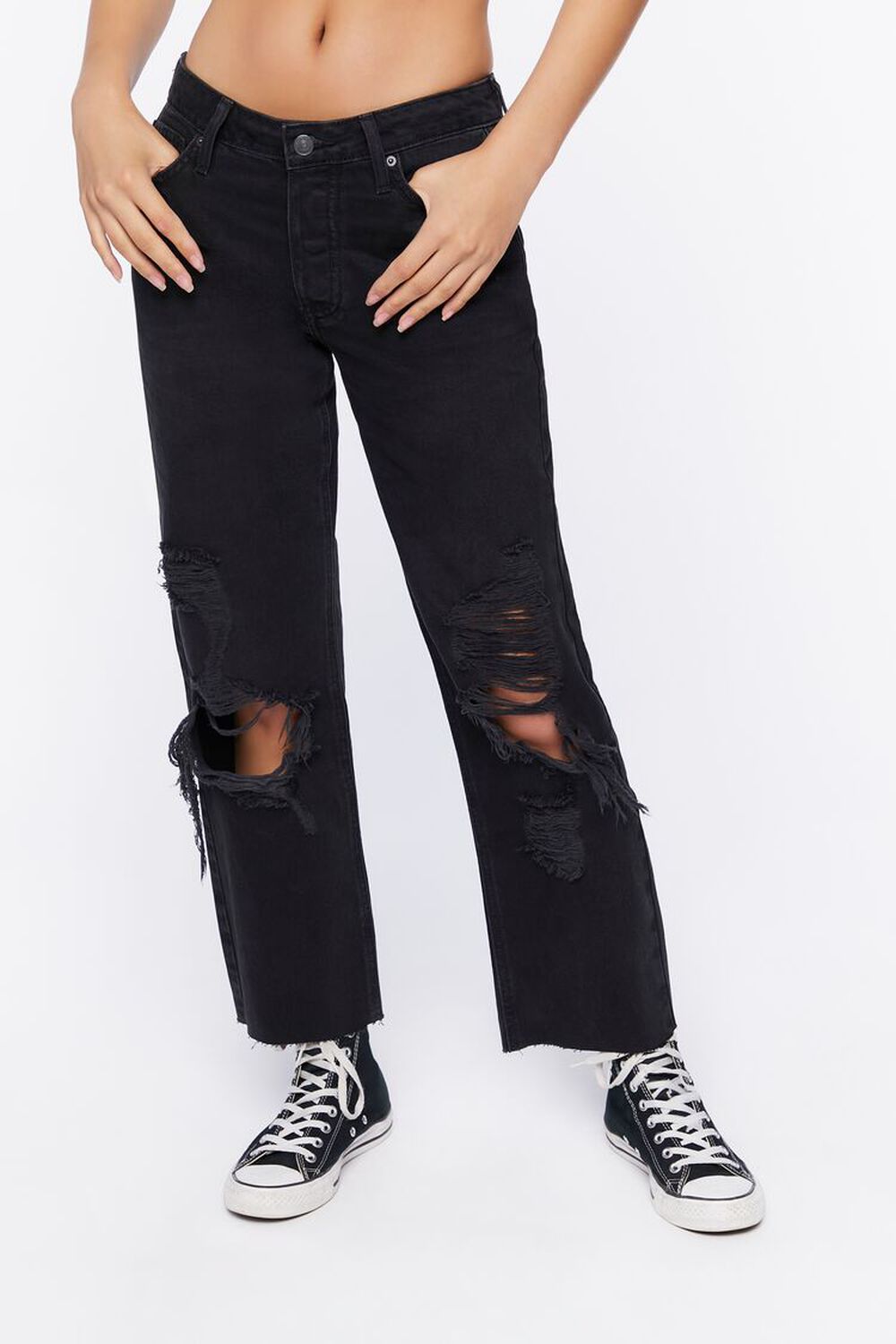 BLACK Distressed Boyfriend Jeans, image 3