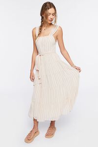 IVORY/MULTI Tiered Striped Midi Dress, image 4