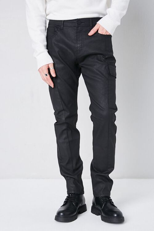 BLACK Faux Leather Straight-Leg Pants, image 2