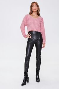 ROSE Fuzzy Knit Ribbed Sweater, image 4