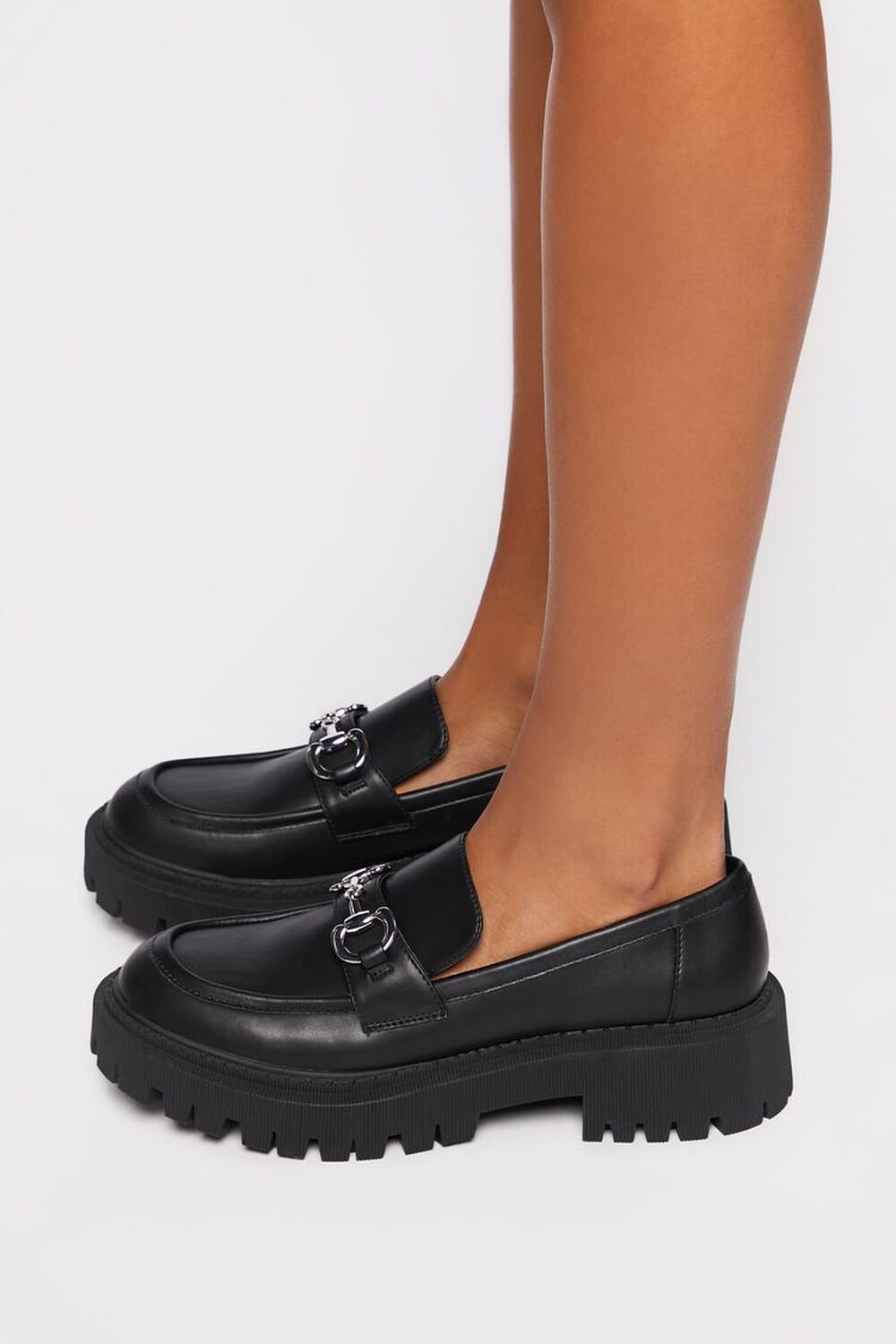 BLACK Platform Lug Sole Loafers, image 2