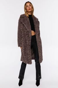 GREY Faux Fur Longline Coat, image 4