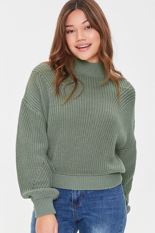 SAGE Mock Neck Drop-Sleeve Sweater, image 1
