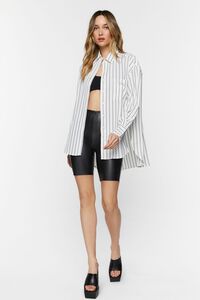 WHITE/BLACK Oversized Striped High-Low Shirt, image 4