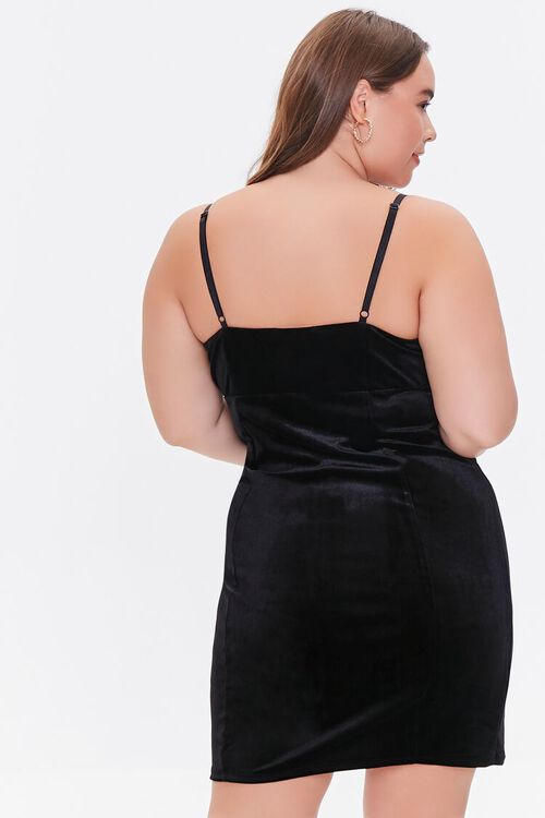 BLACK Plus Size Velvet Mini Dress, image 3