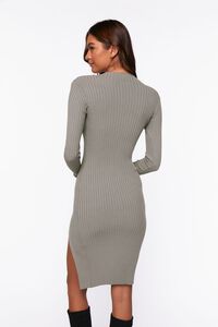GREY Ribbed Knee-Length Sweater Dress, image 3