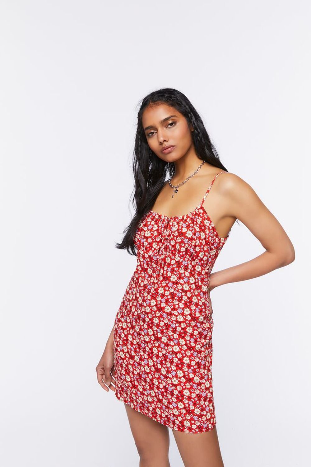 RED/MULTI Ditsy Floral Print Cami Dress, image 1