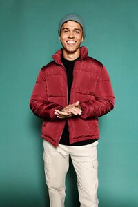 BURGUNDY Quilted Puffer Jacket, image 1