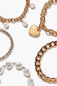 Faux Pearl & Heart Charm Bracelet Set, image 3