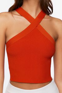 POMPEIAN RED  Sweater-Knit Halter Crop Top, image 6