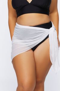 WHITE Plus Size Mesh Swim Cover-Up Sarong, image 2