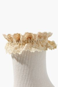WHITE Ruffled Lace-Trim Crew Socks, image 3