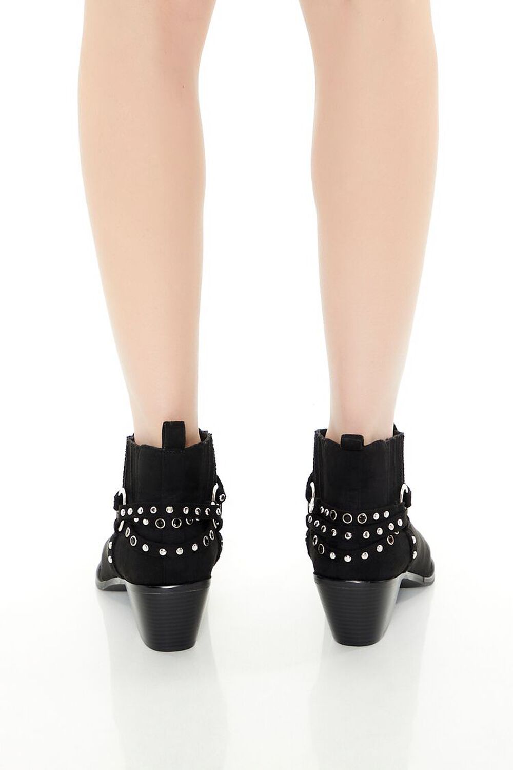 BLACK Studded Faux Suede Booties, image 3