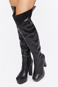 BLACK Faux Leather Over-the-Knee Boots, image 1