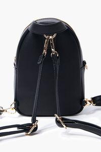 BLACK Faux Leather Mini Backpack, image 3