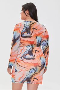 ORANGE/MULTI Plus Size Marble Print Crop Top & Skirt Set, image 3