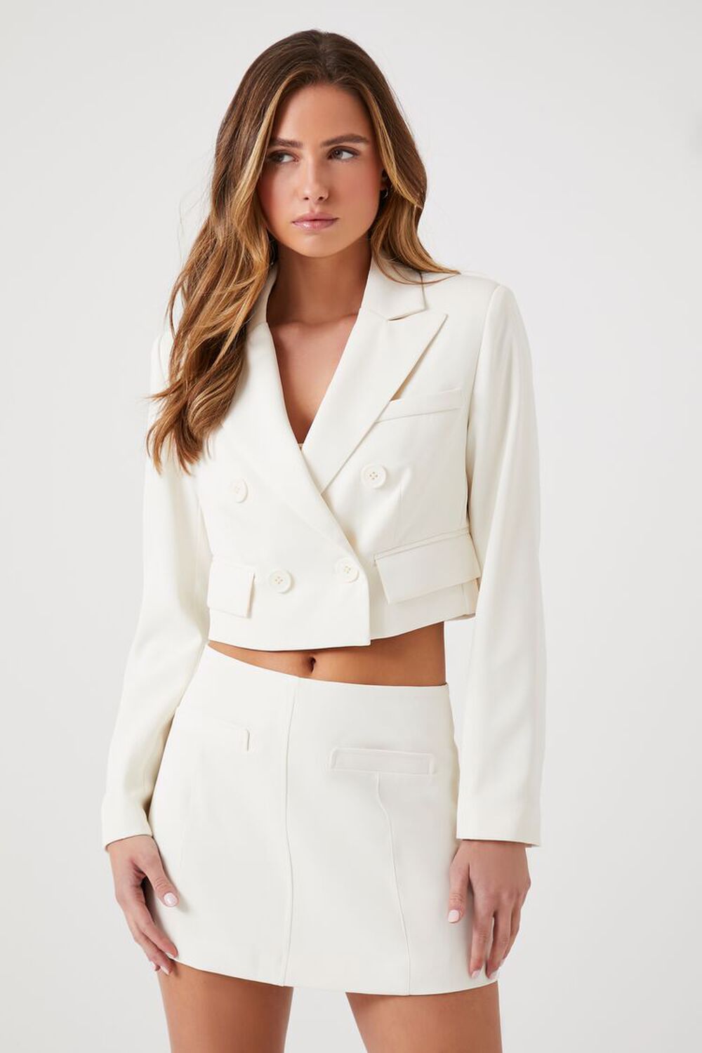 VANILLA Double-Breasted Cropped Blazer, image 1