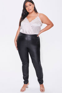 BLACK Plus Size Faux Leather Pants, image 6