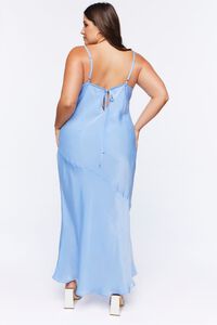DELLA ROBBIA BLUE Plus Size Satin Slip Maxi Dress, image 3