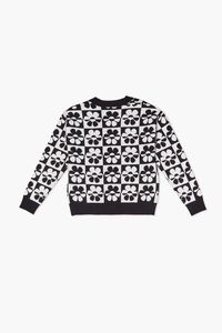 BLACK/WHITE Girls Checkered Floral Cardigan Sweater (Kids), image 2
