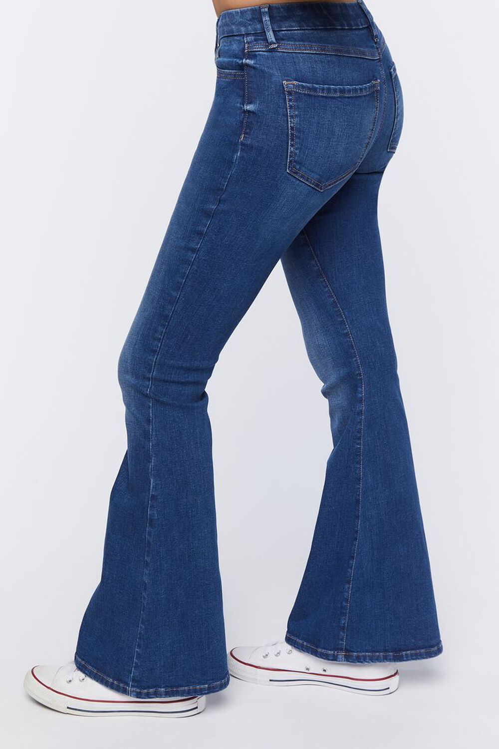 MEDIUM DENIM Stretch High-Rise Flare Jeans, image 3
