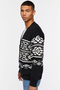 BLACK/CREAM Geo Print Cardigan Sweater, image 2