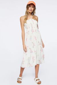 WHITE/MULTI Floral Print Halter Midi Dress, image 4