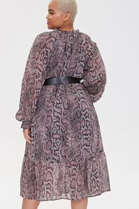 TAN/MULTI Plus Size Chiffon Snakeskin Print Dress, image 3