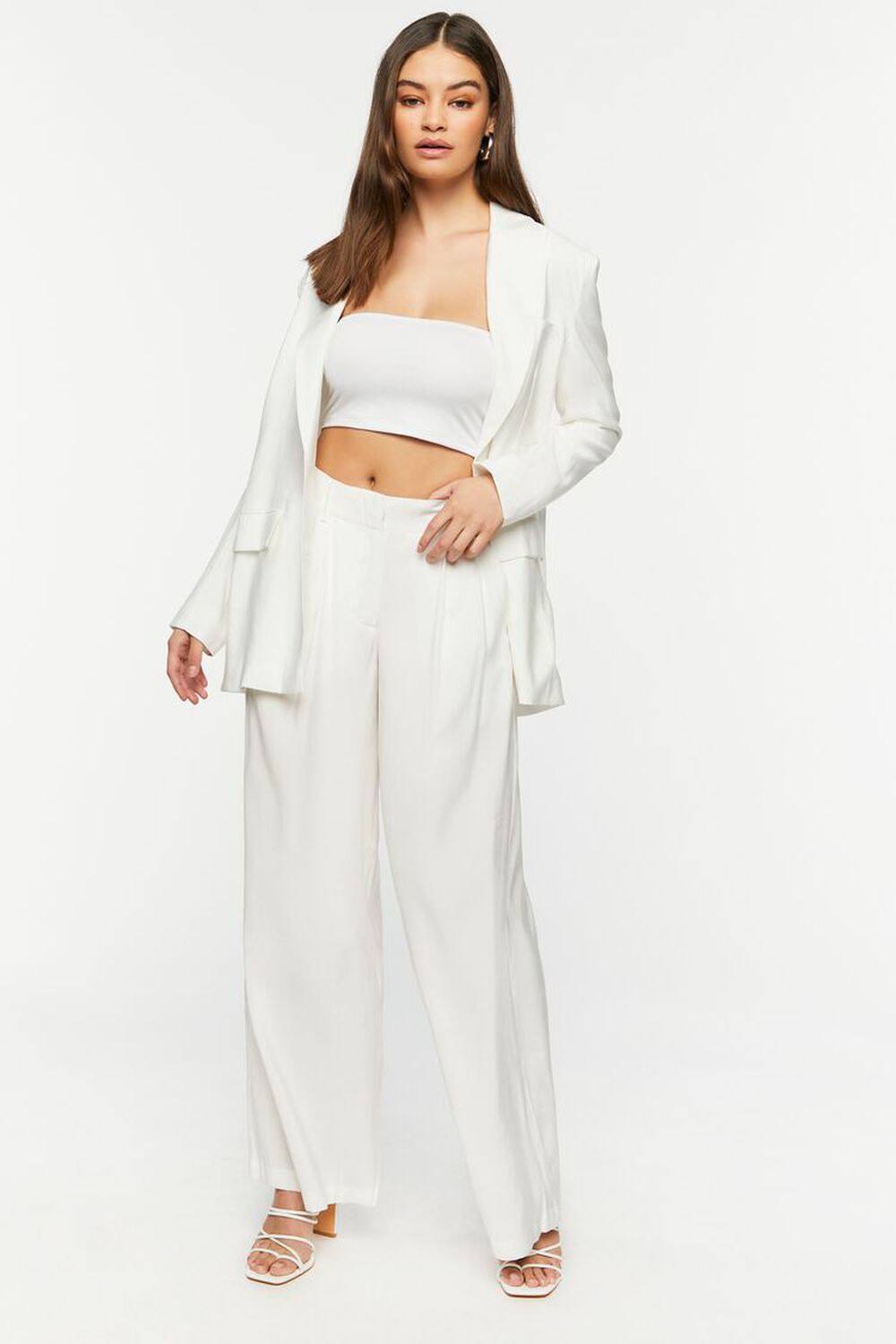 IVORY High-Rise Wide-Leg Trousers, image 1