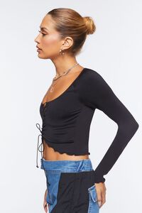 BLACK Lace-Up Sweater-Knit Crop Top, image 2
