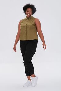 OLIVE Plus Size Poplin Sleeveless Shirt, image 4